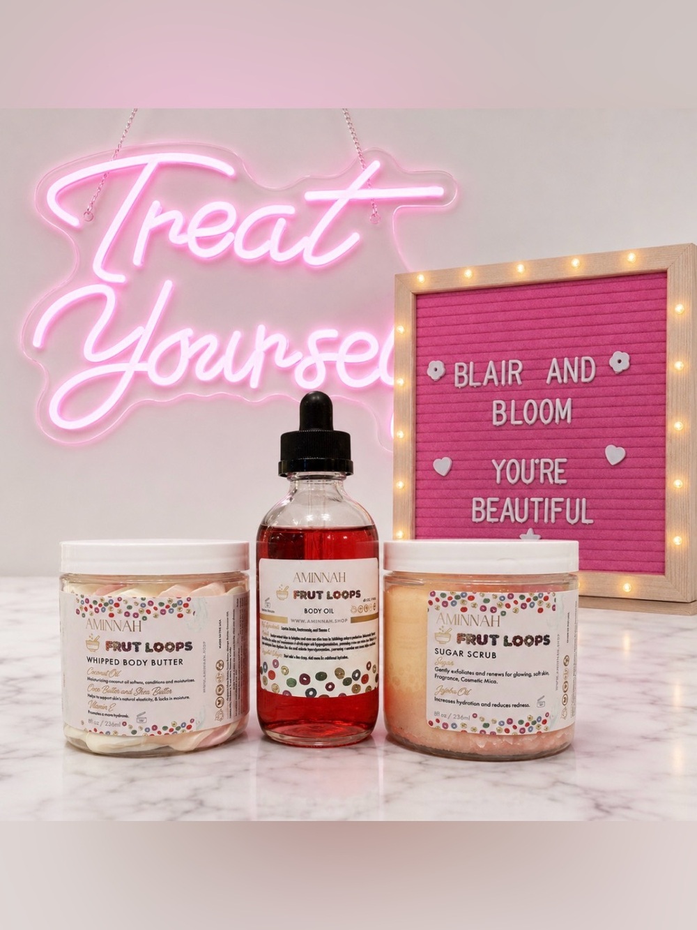 AMINNAH Fruit Loops Butter, Oil, & Scrub Bundle